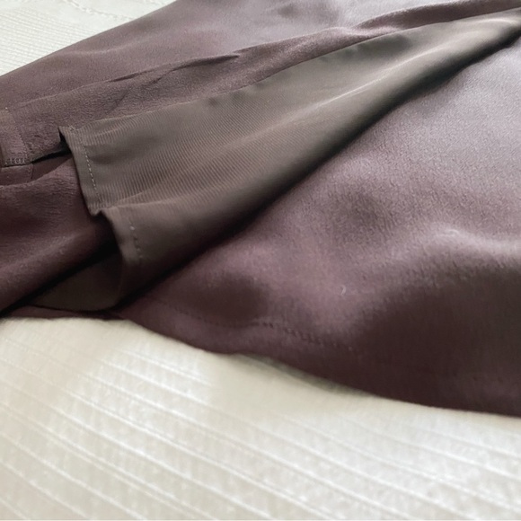 FRANK AND OAK THE WRAP BELTED MINI DRESS IN CHOCOLATE SHIMMER BROWN - S - Picture 11 of 12